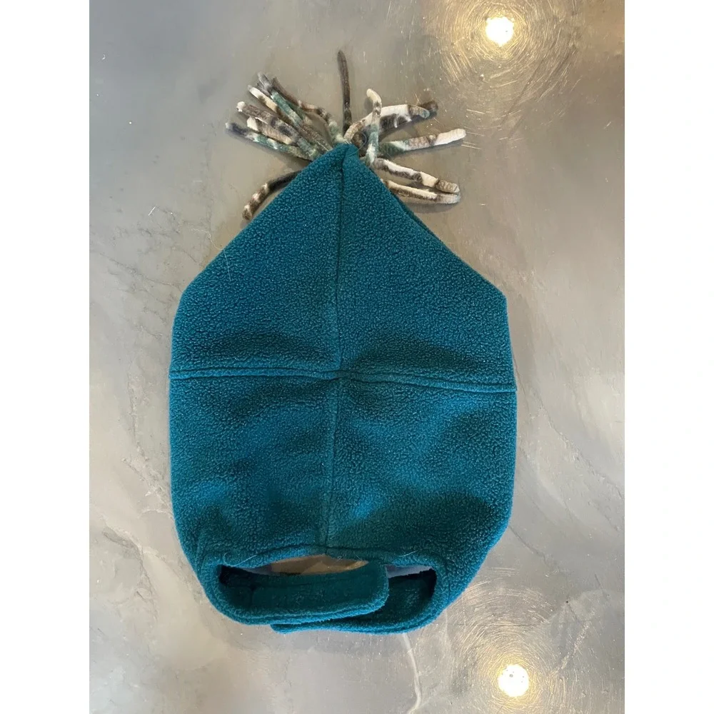 VTG Teton Toasters Teal Fleece Ear Flap Hat USA Tassel Beanie Aviator 90s Y2K